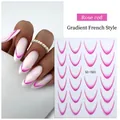 Close-up of rose red gradient French nail stickers SD-1925 for DIY manicure art - Gradient French Sticker 03 (SD-1925) / Single Sheet / Rose Red Gradient