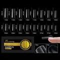 Tableau des 16 tailles de capsules d'ongles carrées mates avec 160 pièces en gel souple - L / Carré Sculpté Long (Arche 08) / Pack de 160 Pièces / Vert foncé
