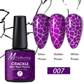 Detailed crackle effect of purple nail polish on gold, silver and white base colors - Crackle Gel 07