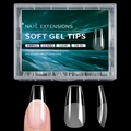 Soft gel coffin nail tips OM-05, clear ultra-thin matte set with 240 pieces and 12 sizes - Large Coffin Style (OM-05)