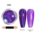 Holographic purple nail powder effect on black and transparent bases with applicator - Laser Powder 08