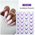 Detail view of purple gradient French style nail stickers model SD-1926 for DIY manicure - Gradient French Sticker 04 (SD-1926) / 24 Pieces/Pack / Purple Gradient