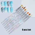 8pcs gradient nail art brush set with laser acrylic handles for drawing and ombre effects - 8-Piece Set