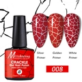 Detailed crackle nail polish effect in silver, gold, and white on black background - Crackle Gel 08