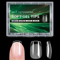 Clear short square soft gel nail tips set with 240 pieces and 12 different sizes - Short Square (OM-08)
