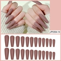 Uñas postizas largas tipo ataúd en color malva oscuro mate con set de 24 piezas - Forma de Bailarina Larga / Gris Mate Esmerilado (24 piezas)