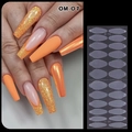 Detail view of OM-01 coffin nails showing various orange matte and glitter finishes - Long Coffin Style (OM-01)