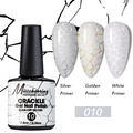 Detail of black crackle gel nail polish showing marble effect on different base colors - Crackle Gel 10