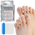 Kit de faux ongles d'orteils œil de chat aurore violet argenté avec outils et étui - Aurore Argent Violet