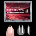Set of 240 clear semi-matte soft gel nail tips in 12 sizes for professional extension - Teardrop Style (OM-10)