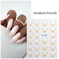 Detail of orange gradient French style nail stickers and applied effect on hand - Orange Gradient