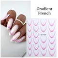 Detail of pink French gradient nail stickers model SD-1930 with 16 adhesive strips - Pink Gradient