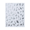 Detailed sheet of mirror tribal flame nail art stickers in metallic silver and black - Nail Art Sticker 2430 Silver