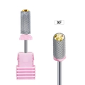 Punta fresa per unghie XF extra fine in lega d'argento con dettaglio gemma gialla - Strass Giallo XF (Extra Fine)