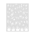 Detail view of JO-2431 white flame and star nail art stickers on a plain background - Nail Art Sticker 2431 White