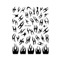 Détails d'autocollants pour ongles flammes épineuses argentées aux motifs tribaux - Autocollant Nail Art 2431 Noir