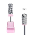 Dettaglio macro della punta per fresa XC extra grossa in lega con base rosa e argento - Strass Grigio XC (Extra Grosso)