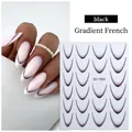 Macro view of French gradient black nail stickers with V-shape design and SD-1934 model - Black and White Gradient