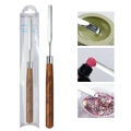 Strumento per miscelazione nail art con testa piatta in acciaio inox e manico in legno - Color Legno di Noce (Bastoncino per miscelare)