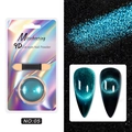 Peacock blue 9D magnetic cat eye nail powder No. 05 with holographic applicator set - Peacock Blue (05)