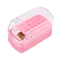 Scatola rosa per 30 punte di fresa per unghie con spazzole di pulizia e coperchio trasparente - Tipo standard / 30 Fori / Rosa