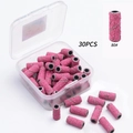 Set di 30 cilindri abrasivi rosa grana 80 con custodia trasparente per manicure - Fasce Abrasive Rosa Grana 80 (30 Pezzi)