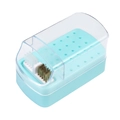 Portapunte per unghie azzurro a 30 fori con spazzole per pulizia e coperchio chiaro - Tipo standard / 30 Fori / Blu