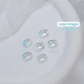 Cristaux d'ongles octogonaux en verre K9 de 10x8mm avec effet aurore polaire et fini glacé - Grand Octogone