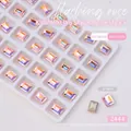 Vista macro di strass K9 rosa sakura rettangolari per decorazione unghie nail art - Rettangolare (8*6MM)