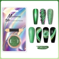 Grünes 5D Chamäleon Katzenaugen-Nagelpulver Nr. 05 mit Applikator für Farbverlauf-Effekte - 5D Chamäleon Katzenauge Puder 05-Hellgrün