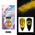 9D cat eye nail powder in golden shade with dual-ended sponge applicator and laser effect - Gold (08)