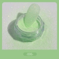 Vue détaillée de poudre à ongles pailletée vert menthe avec effet scintillant holographique - Vert Pâle (06)