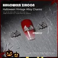 Gothic bat nail charms in vintage alloy with pink and black crystals for nail art - Bat Style (2417)