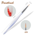 Macro detail of professional 02# nail liner brush with purple pearl handle and 0.7cm tip - 02# Long Liner Brush (Aurora Iridescent Brush 02)