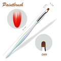 Detail of 04# aurora nail art brush showing 0.7cm flat head bristles and dimensions - 04# Oval UV Gel Brush (Aurora Iridescent Brush 04)