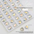 Detailed macro view of 8x8mm K9 heart-shaped iridescent crystal nail art decorations - Heart (8*8mm)