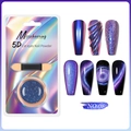 Dunkelblaues 5D Chamäleon Katzenaugen-Nagelpulver mit Applikator und Laser-Displaykarte 08 - 5D Chamäleon Katzenauge Puder 08-Dunkelblau
