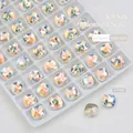 Macro detail of 8x8mm cushion cut K9 crystal nail art stone with aurora iridescent shine - Cushion Square (8*8mm)