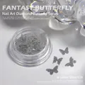 Macro view of 03# sparkly silver 3D butterfly nail charms with glitter finish - Sparkling Silver (03#)