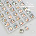 Macro detail of K9 square 8x8mm Aurora crystal nail art decoration from Silk Moonlight series - Square (8*8mm)