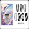 5D Cat-Eye Nagelpulver in Silber-Schwarz mit Applikator-Pinsel, Farbton Nr. 09 - 5D Chamäleon Katzenauge Puder 09-Silberschwarz