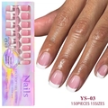 Details von 150 weichen Gel-Nägeln in 15 Größen mit rosa und weißem französischen Finish - Hellrosa mit weißer Spitze French (YS-03)