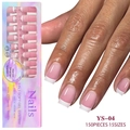 Französische Press-On-Nägel Set mit 3-in-1 Softgel-Systembox und 150 Stück Bausatz - Nude Pink mit weißer Spitze French (YS-04)