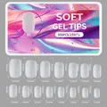 Guía de tallas para 300 piezas de uñas de gel suave ultra finas en 15 tamaños distintos - Estilo Cuadrado Redondo Corto (01) / 300 Piezas/Paquete (15 Tamaños)