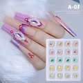 Mixed color resin flower nail charms with rhinestones in a 20-grid storage case - 20 Slots Resin Carved Decorations 01
