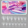 Guía de tallas para 15 medidas de uñas de gel mate con dimensiones detalladas en milímetros - Estilo de Lágrima Larga (02) / 300 Piezas/Paquete (15 Tamaños)