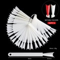 50 pieces of white stiletto nail art display tips with clear measurement details - French Natural