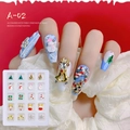 Set de 20 adornos navideños de aleación para uñas con muñeco de nieve y reno - Set de Navidad en tonos fríos (A-02)
