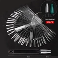 50 pieces of transparent fan-shaped nail art color display sticks with metal ring - Ballerina Transparent