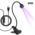 Detalle de lámpara UV LED de clip flexible con interruptor USB para manicura - Negro